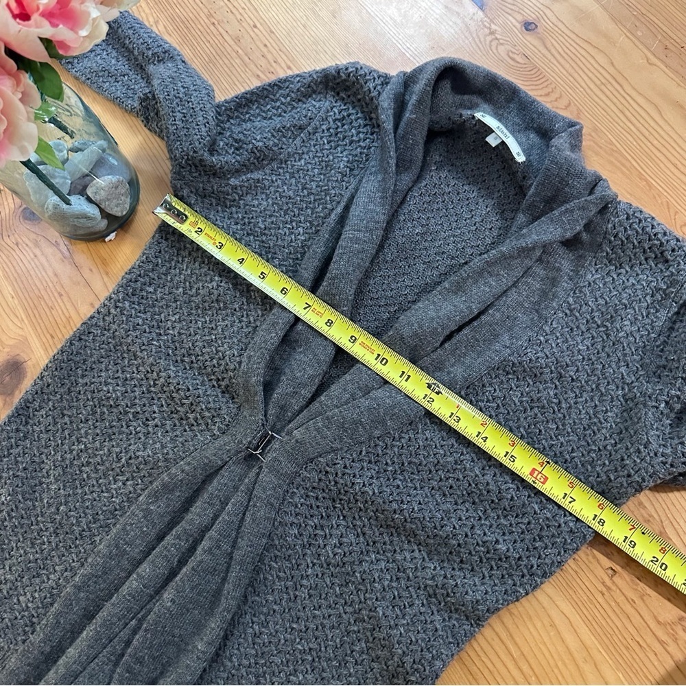 Sioni Charcoal Grey Cashmere Blend Shawl Collar Long Line Cardigan Size Small - Picture 8 of 9